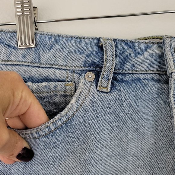 Free People We The Free Button Fly Denim Distressed Mini Skirt Si… - Picture 8 of 14